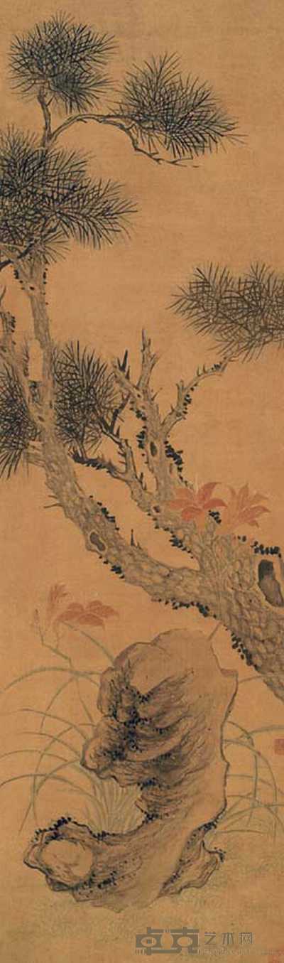 吴小荘 花卉 立轴 130×40cm